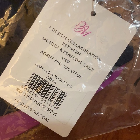 NWT L’Agent  Agata Bikini Top in Navy Size Small/AP2 - Picture 6 of 6